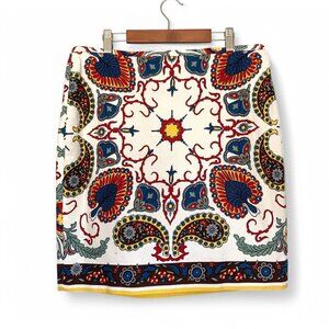Tommy Hilfiger Womens Printed Cotton Skirt Size 12 Ornate Paisley & Floral Print